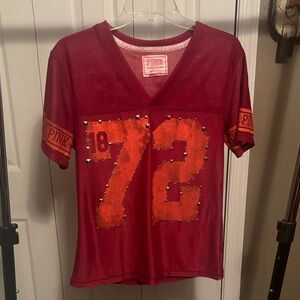 PINK Victoria's Secret Red and Orange Jersey Top